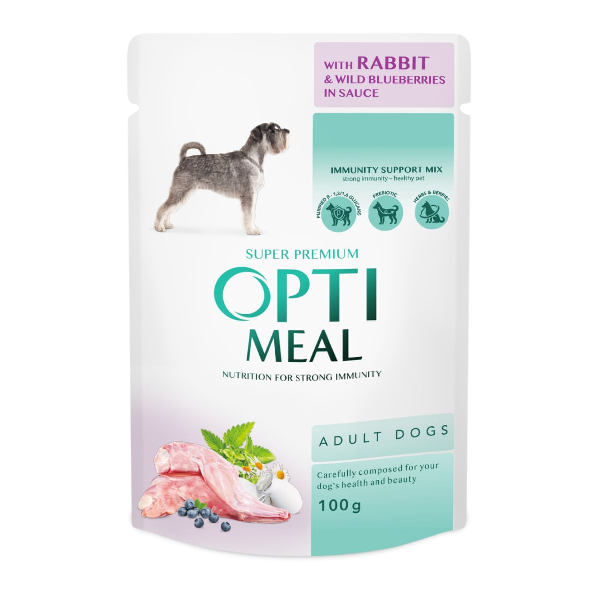 Plic Caine Optimeal  Adulti Iepure Si Afine In Sos 100gr