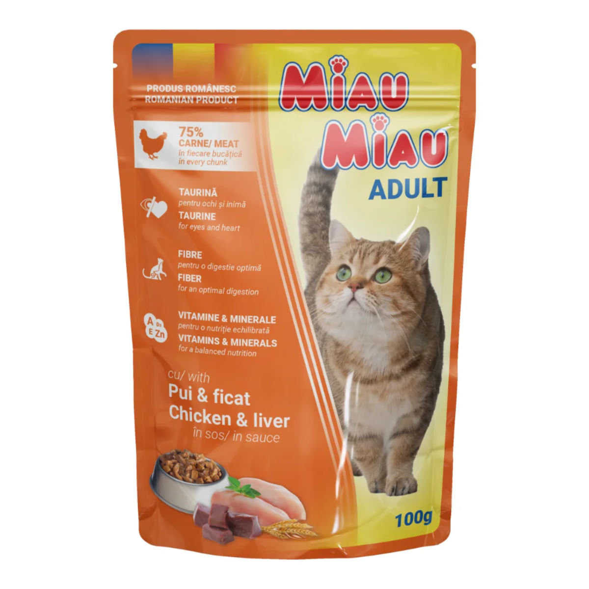 Miau Miau Cu Pui Ficat In Sos, Plic 100g